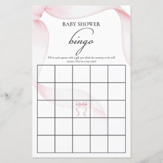 Roze Coquette Bow Baby shower Bingo spel