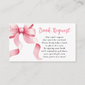 Roze Coquette Bow Baby shower Boek Verzoek Informatiekaartje (Voorkant)