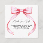 Roze Coquette Bow Baby shower Boeken voor Baby Informatiekaartje (Voorkant)