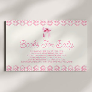 Roze Coquette Bow Baby shower Boeken voor Baby Informatiekaartje