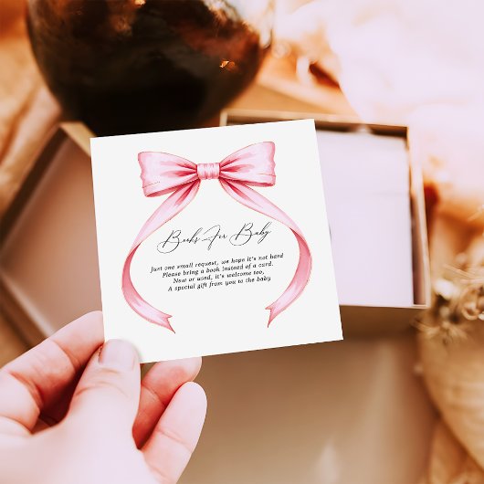 Roze Coquette Bow Baby shower Boeken voor Baby Informatiekaartje