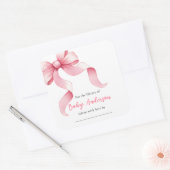Roze Coquette Bow Baby shower Bookplate Vierkante Sticker (Envelop)