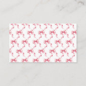 Roze Coquette Bow Baby shower Display Douche Informatiekaartje (Achterkant)