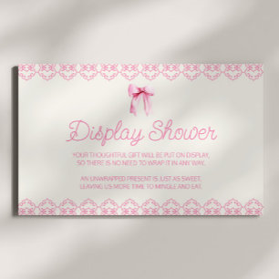 Roze Coquette Bow Baby shower Display Douche Informatiekaartje