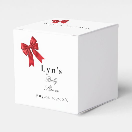 Roze Coquette Bow Baby shower Favoriet Box Bedankdoosjes (Voorkant Zijde)