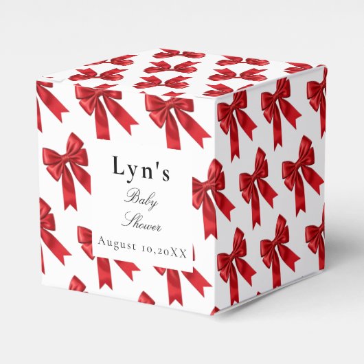 Roze Coquette Bow Baby shower Favoriet Box Bedankdoosjes (Voorkant Zijde)