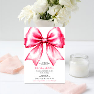 Roze Coquette Bow Baby shower Girl Invitation Kaart