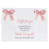Roze Coquette Bow Baby shower Groot Cadeauzakje (Achterkant)