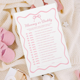 Roze Coquette Bow Baby shower Guess Who Game