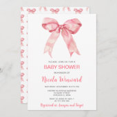 Roze Coquette Bow Baby shower Kaart (Voorkant / Achterkant)