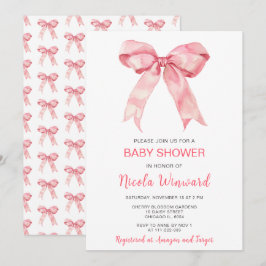 Roze Coquette Bow Baby shower Kaart