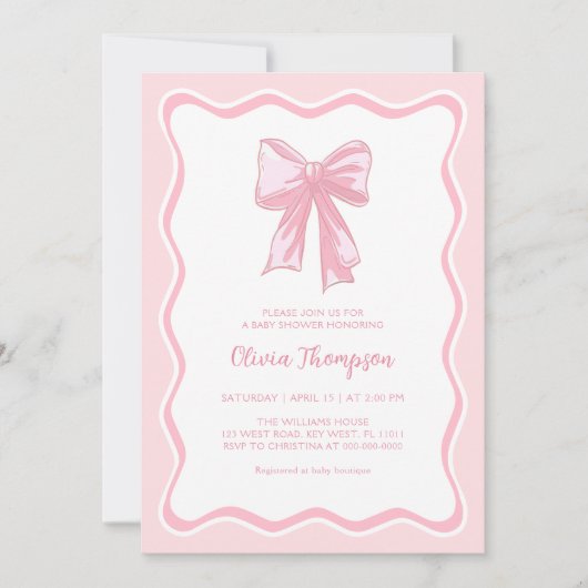Roze Coquette Bow Baby shower Kaart (Voorkant)