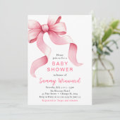 Roze Coquette Bow Baby shower Kaart (Staand voorkant)