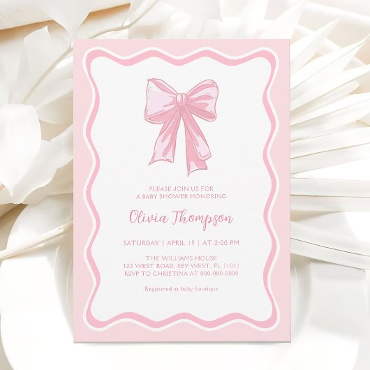 Roze Coquette Bow Baby shower Kaart