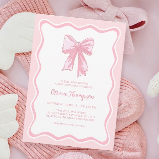 Roze Coquette Bow Baby shower Kaart