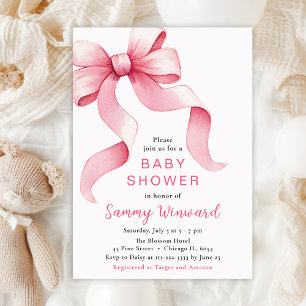 Roze Coquette Bow Baby shower Kaart