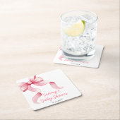 Roze Coquette Bow Baby shower Kartonnen Onderzetters (Insitu)