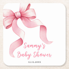 Roze Coquette Bow Baby shower Kartonnen Onderzetters