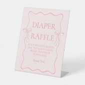 Roze Coquette Bow Baby shower Luier Raffle Game Reclamebord Met Voetstuk (Voorkant)