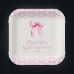 Roze Coquette Bow Baby shower Papieren Bordje<br><div class="desc">Dit is een Elegant Roze Coquette Bow Baby shower Papier Borden!</div>