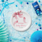 Roze Coquette Bow Baby shower Papieren Bordje (Feest)
