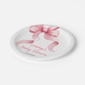 Roze Coquette Bow Baby shower Papieren Bordje (Gekanteld)