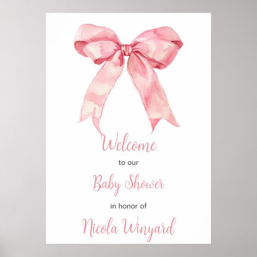 Roze Coquette Bow Baby shower Poster (Voorkant)