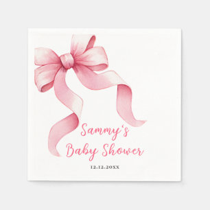 Roze Coquette Bow Baby shower Servet