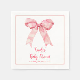 Roze Coquette Bow Baby shower Servet