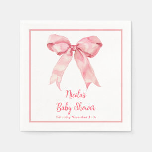 Roze Coquette Bow Baby shower Servet