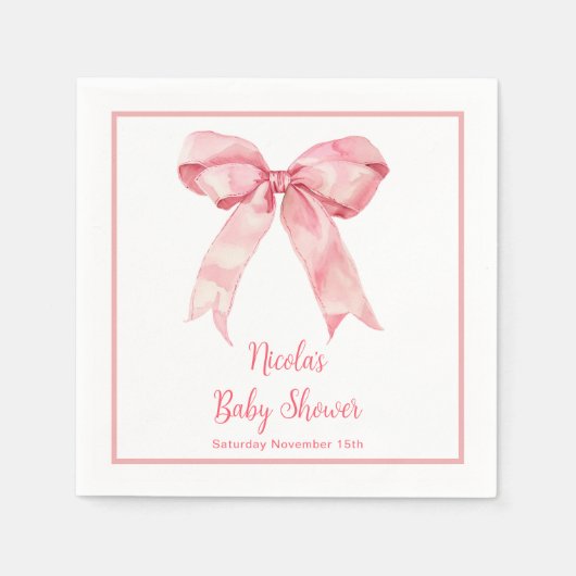 Roze Coquette Bow Baby shower Servet (Voorkant)