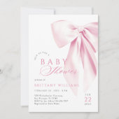 Roze Coquette Bow Baby shower Uitnodiging (Voorkant)
