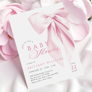 Roze Coquette Bow Baby shower Uitnodiging