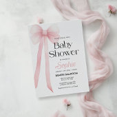 Roze Coquette Bow Baby shower Uitnodiging