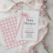 Roze Coquette Bow Baby shower Uitnodiging