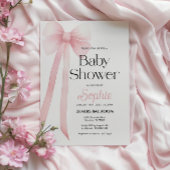 Roze Coquette Bow Baby shower Uitnodiging