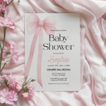 Roze Coquette Bow Baby shower Uitnodiging