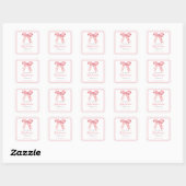 Roze Coquette Bow Baby shower Vierkante Sticker (Vel)
