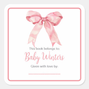Roze Coquette Bow Baby shower Vierkante Sticker