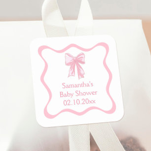 Roze Coquette Bow Baby shower Vierkante Sticker