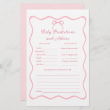 Roze Coquette Bow Baby shower voorspellingen spel