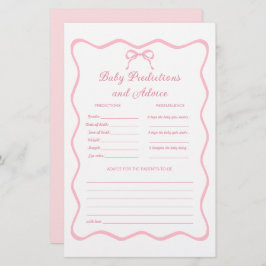 Roze Coquette Bow Baby shower voorspellingen spel