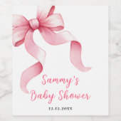 Roze Coquette Bow Baby shower Wijn Etiket (Enkel label)