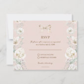 Roze Coquette Bow Bloemen Huwelijk RSVP (Voorkant)
