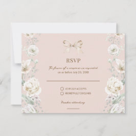 Roze Coquette Bow Bloemen Huwelijk RSVP Kaartje