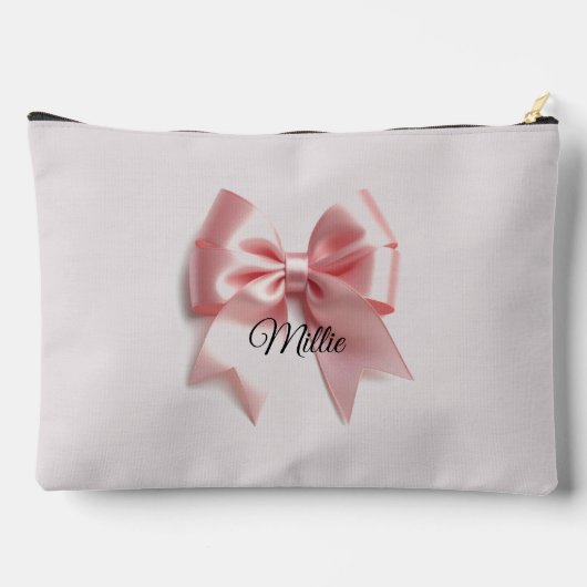 Roze Coquette Bow Bloemen Patroon Accessoire Zakje Etui (Achterkant)