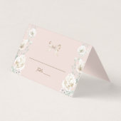 Roze Coquette Bow Bloemen Trouwtafel Nummer Kaart (Voorkant)