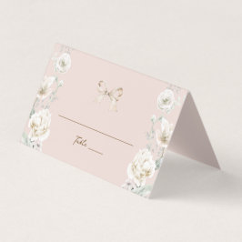 Roze Coquette Bow Bloemen Trouwtafel Nummer Kaart