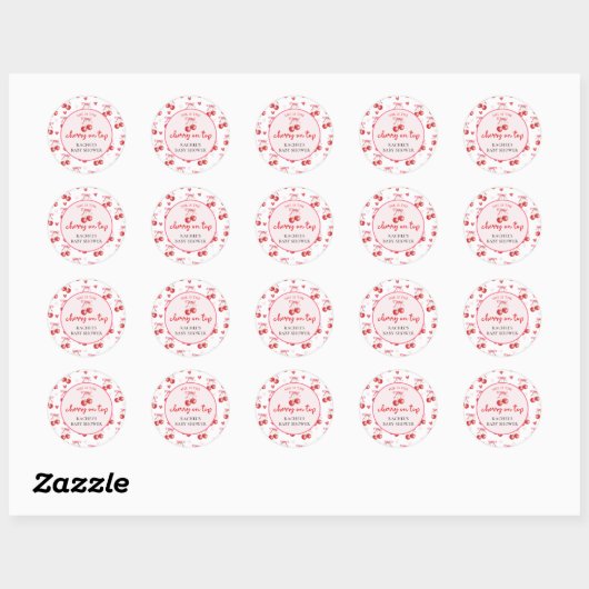 Roze Coquette Bow Cherry Baby shower Sticker (Vel)