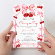 Roze Coquette Bow Cherry op Top Baby shower